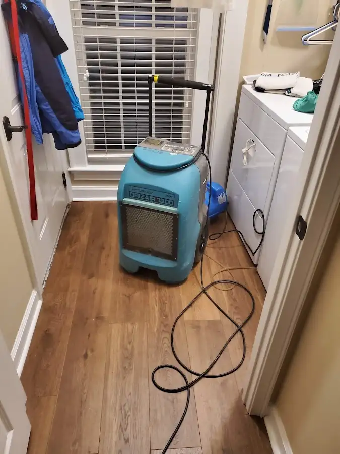 Commercial dehumidifier deployed for Flood Damage Cleanup in Triangle